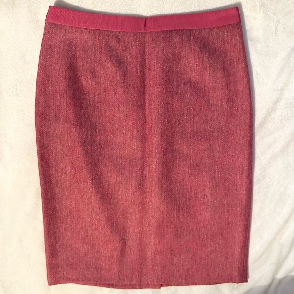 Boden Pink British Tweed Pencil Straight Skirt 8R fitted wool blend business NWT